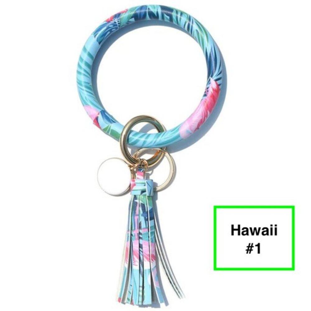 Bracelet Keychain Ring w/Tassel #1 Hawaii